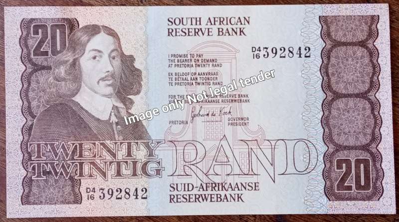 1984 GPC de Kock R20 note in crisp AU+