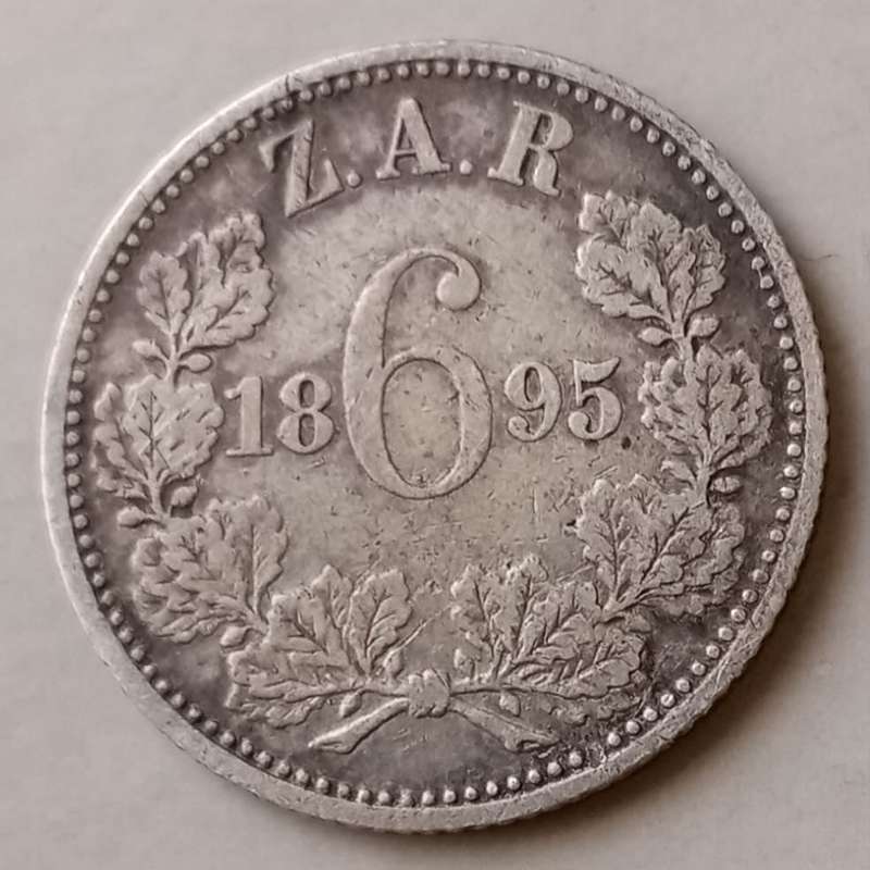 1895 ZAR Kruger silver sixpence