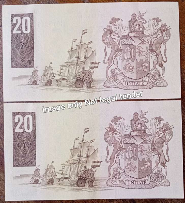 1981 GPC de Kock R20 note set in AU+ (close serials)