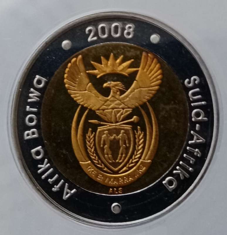 2008 Mandela 90th bday proof `Mirrored Rand` R5 ANACS PR68 DCAM