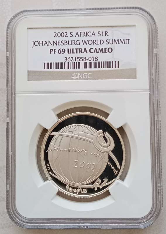 2002 JHB World Summit proof silver R1 NGC PF69 Ultra Cameo (High grade)