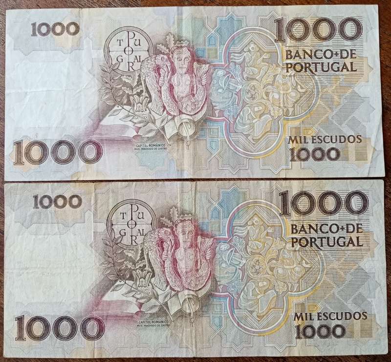 1987 and 1989 Portugal 1000 Escudos note set