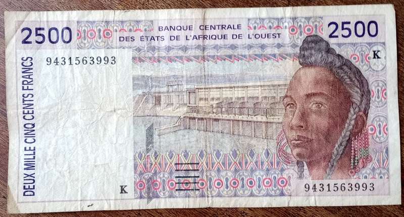 1994 Central Bank of Western African States 2500 Francs (Senegal)