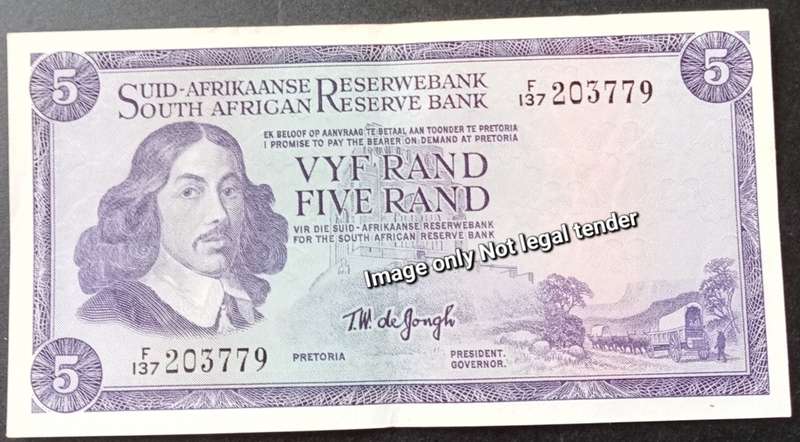 1967 T.W de Jongh R5 note in VF+
