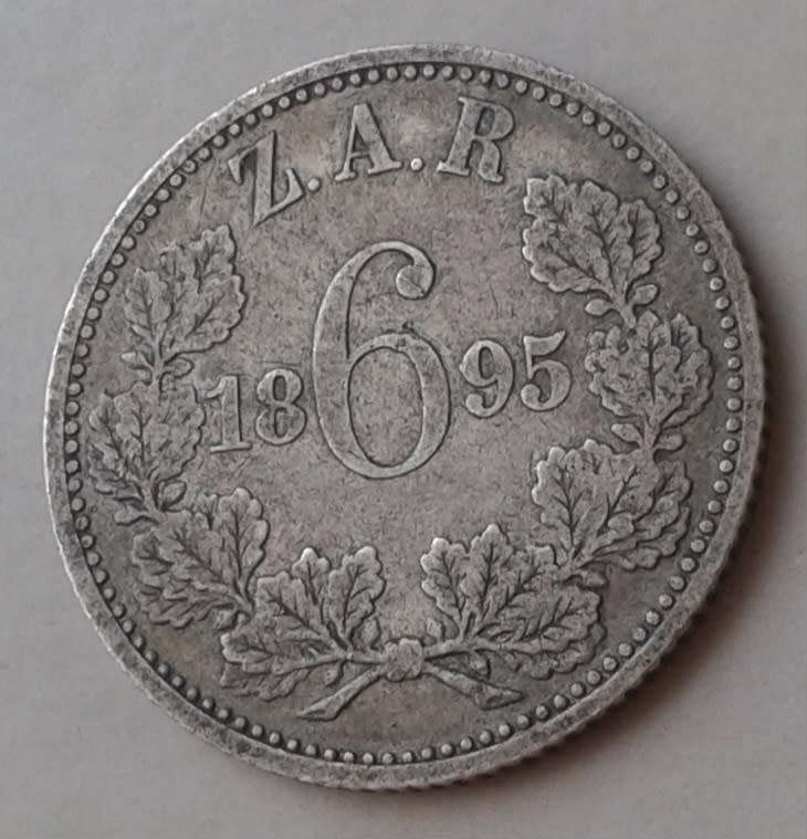 1895 ZAR Kruger silver sixpence in VF