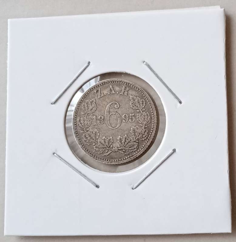 1895 ZAR Kruger silver sixpence in VF