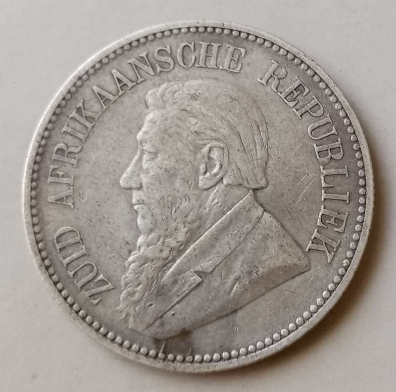 Nice 1895 ZAR Kruger silver 2 1/2 Shillings in VF