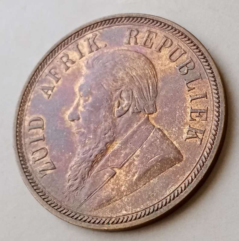 High grade 1898 ZAR Kruger penny in AU+