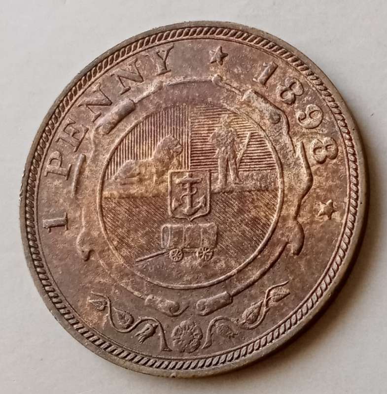 High grade 1898 ZAR Kruger penny in AU+