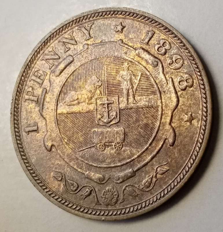 High grade 1898 ZAR Kruger penny in AU+