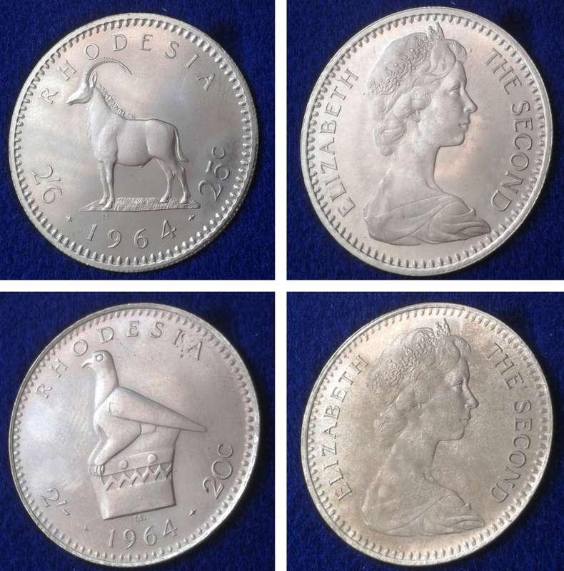 Scarcer 1964 Rhodesia proof set in S.A Mint case as issued (mintage: 2060 only)