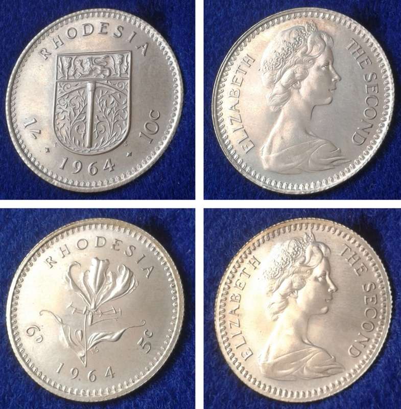 Scarcer 1964 Rhodesia proof set in S.A Mint case as issued (mintage: 2060 only)