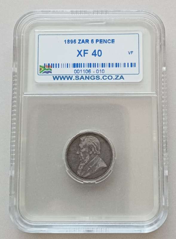 Nice 1896 ZAR Kruger silver sixpence SANGS XF40.