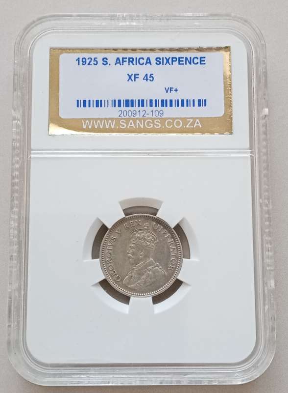Nice 1925 union silver sixpence SANGS XF45