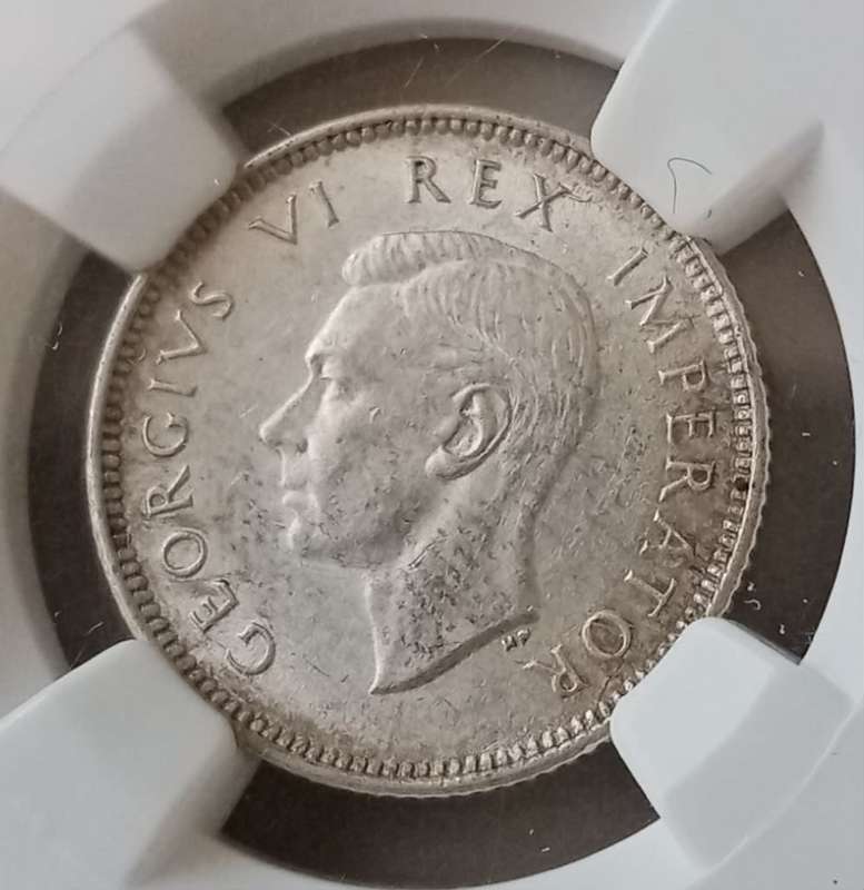 High grade 1938 union silver sixpence NGC AU58 (Almost Mint State)