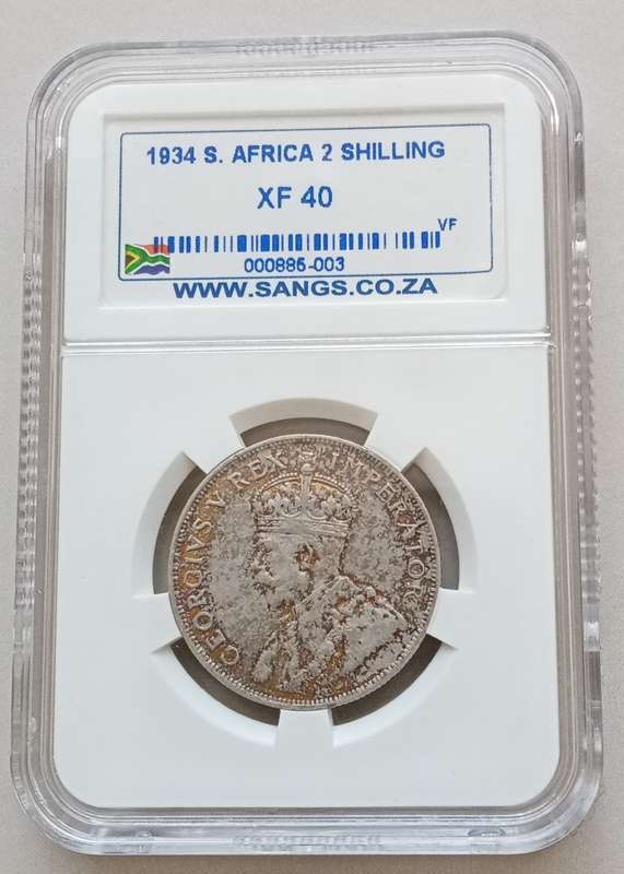 Nice 1934 union silver 2 Shillings SANGS XF40