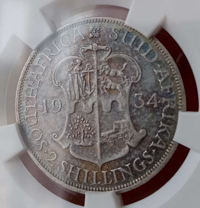 Nice 1934 union silver 2 Shillings SANGS XF40