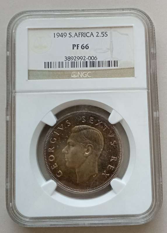 Scarce 1949 union proof silver 2 1/2 Shillings NGC PF66 (Mintage 800)