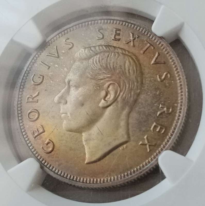 Scarce 1949 union proof silver 2 1/2 Shillings NGC PF66 (Mintage 800)