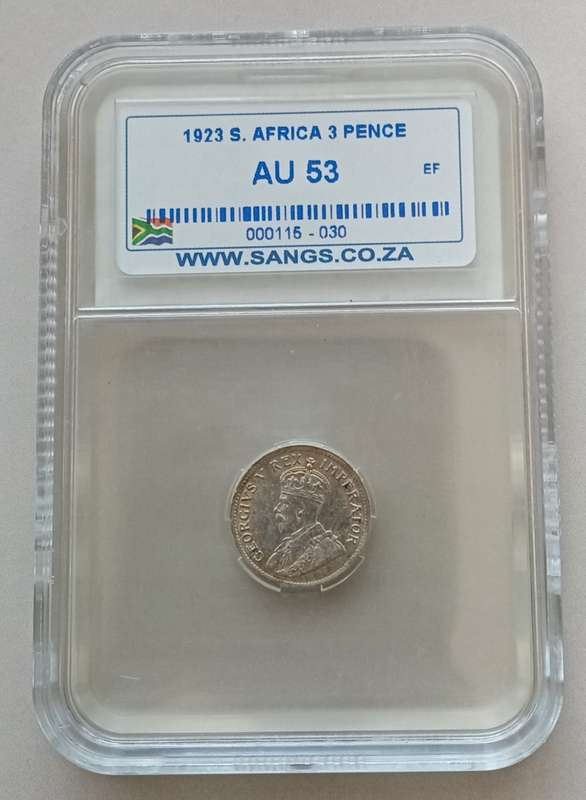 1923 Union silver tickey SANGS AU53 (Higher grade)