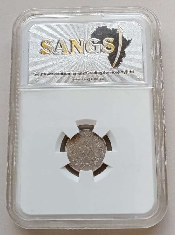 1897 ZAR Kruger silver tickey SANGS MS62 (Mint State)