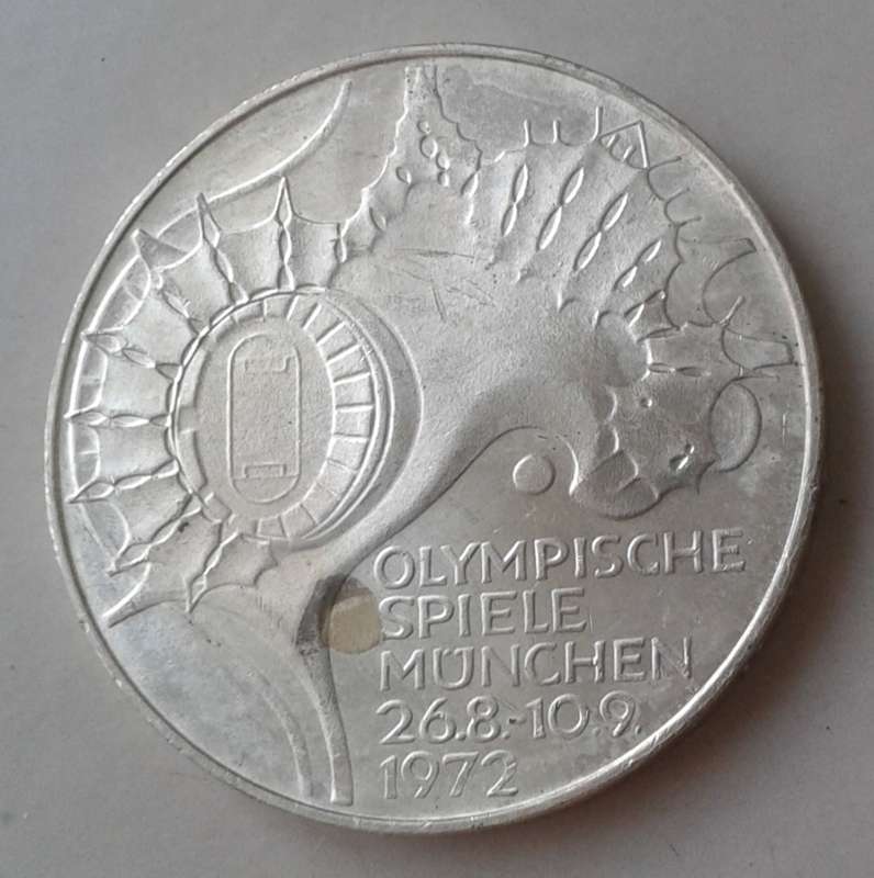 Uncirculated 1972 German silver 10 Mark (Olympic Games)