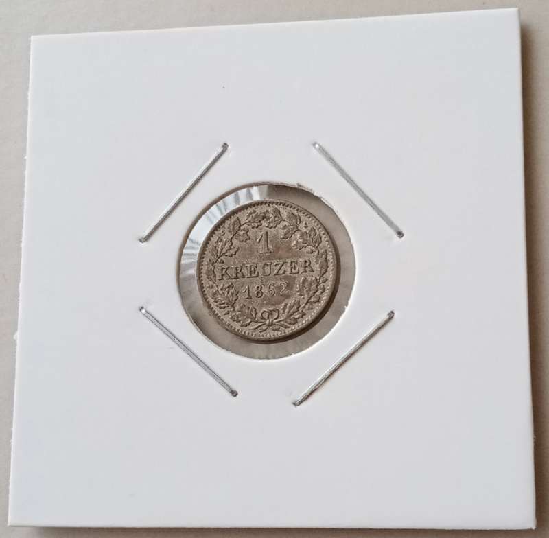 1862 German States Hesse - Darmstadt silver 1 Kreuzer