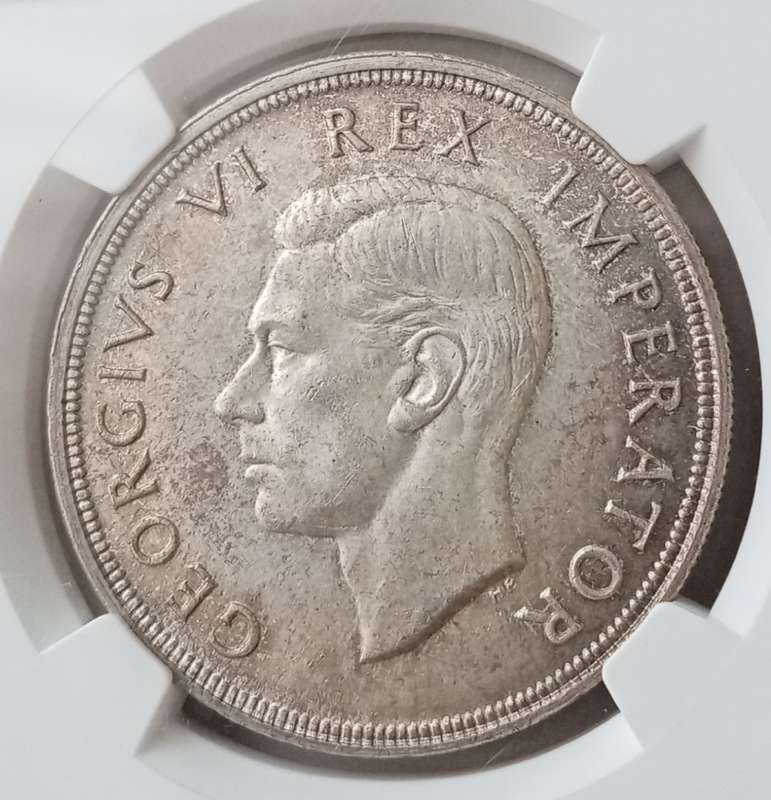 1947 Union silver 5 Shillings NGC MS63