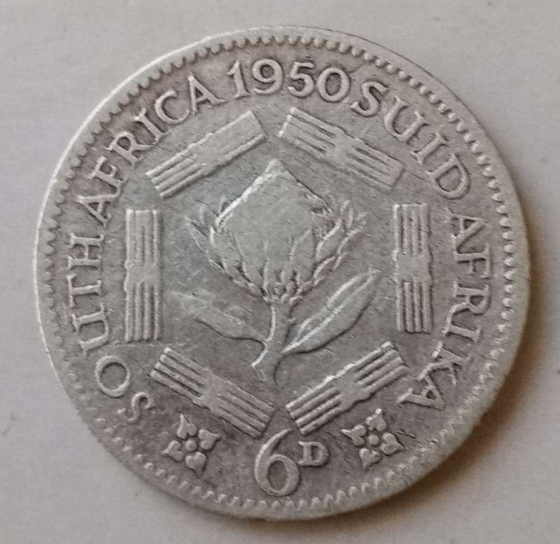 1950 Union silver sixpence