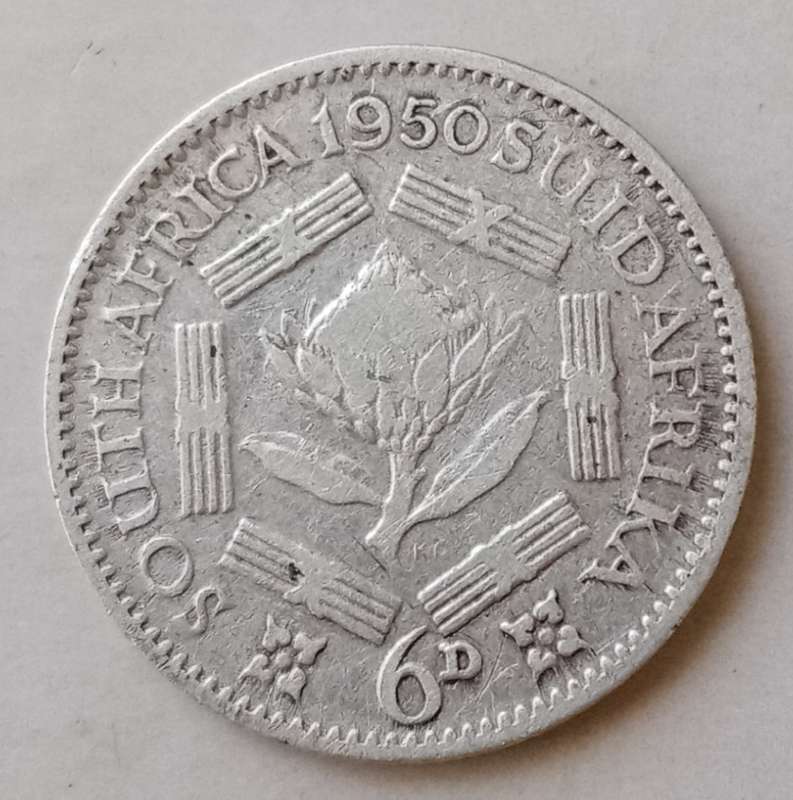 1950 Union silver sixpence.