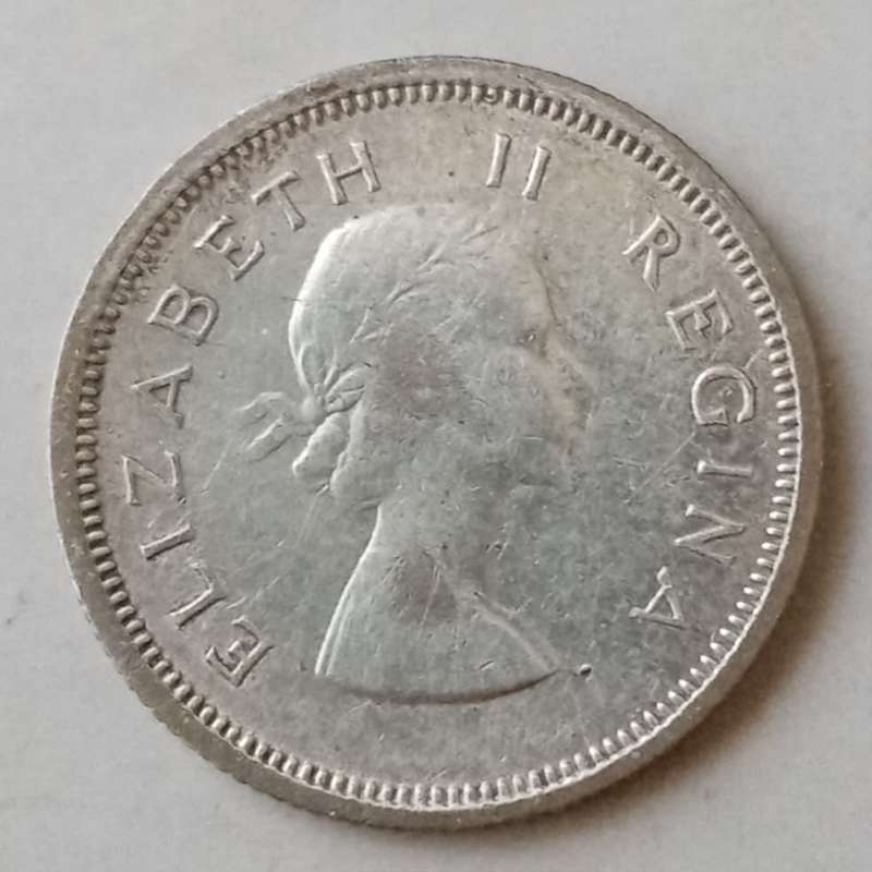 1957 Union silver sixpence.