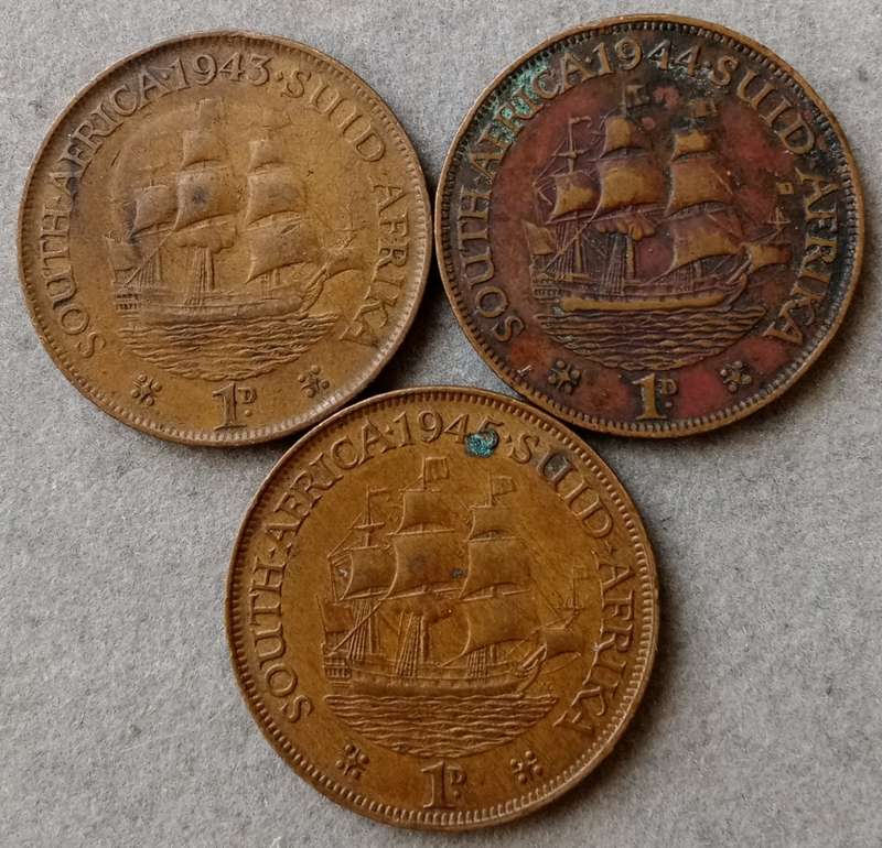 1943-1945 Union penny set
