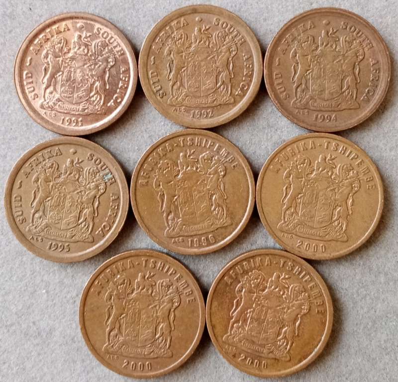 Lot of x8 republic 2c coins (1991-2000)