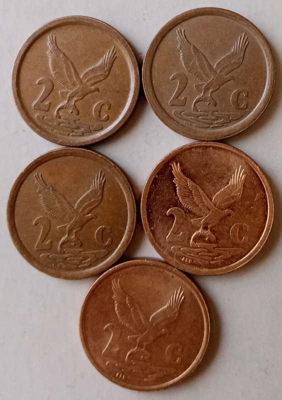 Lot of x5 republic 2c coins