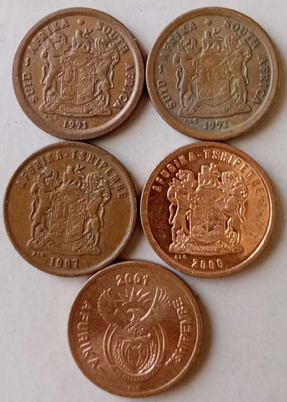Lot of x5 republic 2c coins