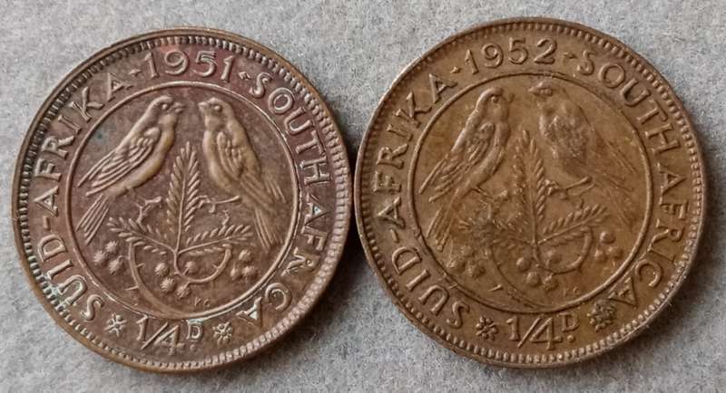 1951 and 1952 Union 1/4 penny set