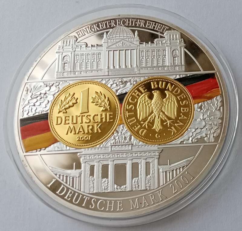 Large 70mm encapsulated German silver/gold plated proof medal incl.certificate (Beautiful)