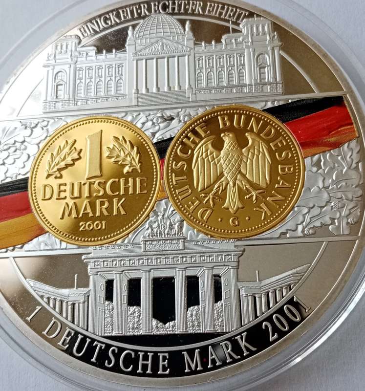 Large 70mm encapsulated German silver/gold plated proof medal incl.certificate (Beautiful)