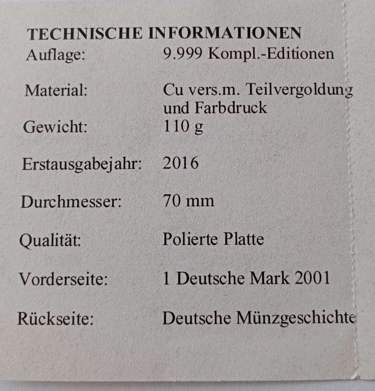 Large 70mm encapsulated German silver/gold plated proof medal incl.certificate (Beautiful)