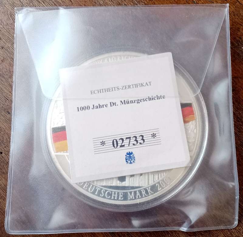 Large 70mm encapsulated German silver/gold plated proof medal incl.certificate (Beautiful)