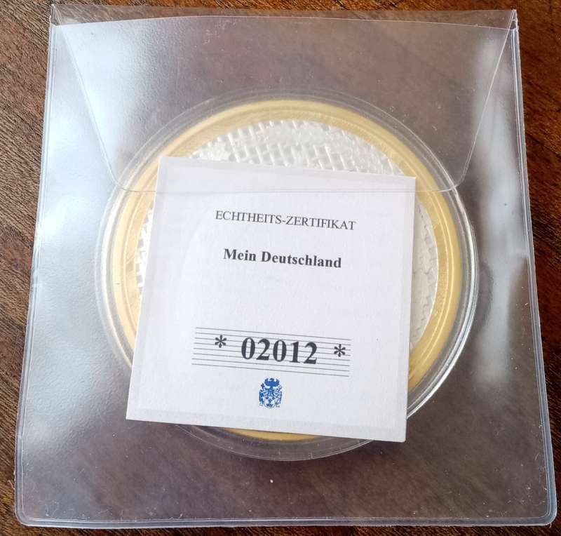 Large 70mm encapsulated German silver/gold plated proof medal incl.certificate (Bavaria)