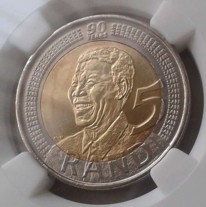 2008 Mandela 90th bday R5 NGC MS65