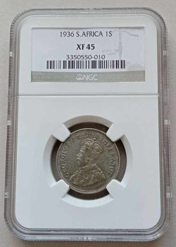 Nice 1936 union silver shilling NGC XF45
