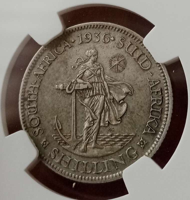 Nice 1936 union silver shilling NGC XF45