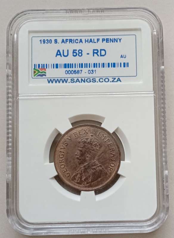 High grade 1930 union 1/2 Penny SANGS AU58 RD
