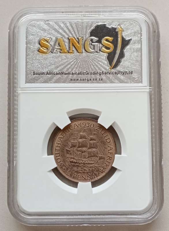 High grade 1930 union 1/2 Penny SANGS AU58 RD