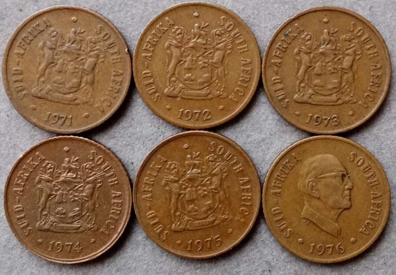 1971-1976 Republic 1c set in sequence