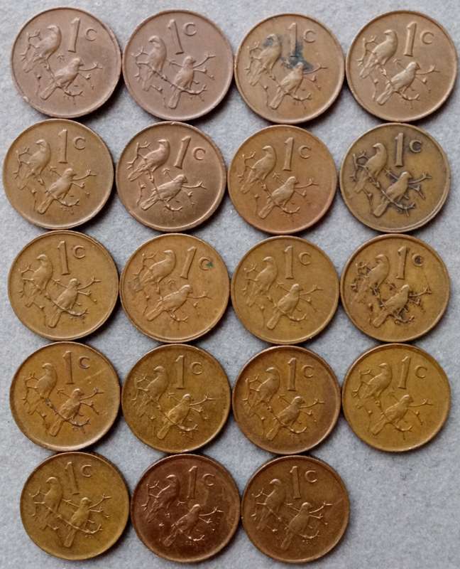 1971-1989 Republic 1c set in sequence