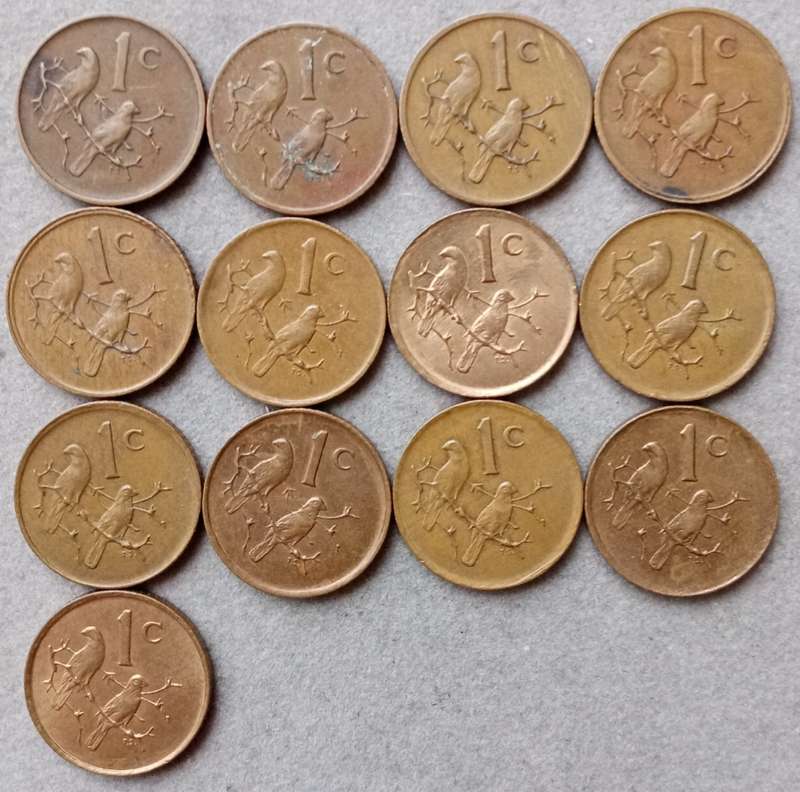 1977-1989 Republic 1c set in sequence