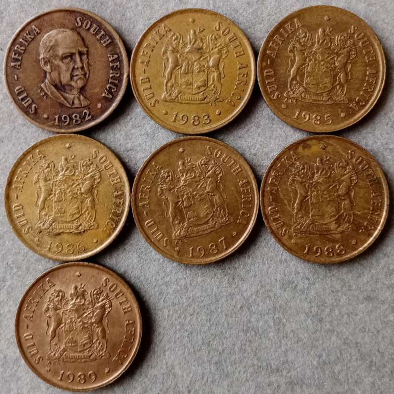 Lot of x7 republic 1c coins (1982-1989)